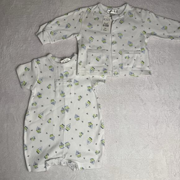 Vtg Children’s Place Baby Boy Shorts Romper Set Sailboat Lot 3-6 Months Sweater - Picture 4 of 5